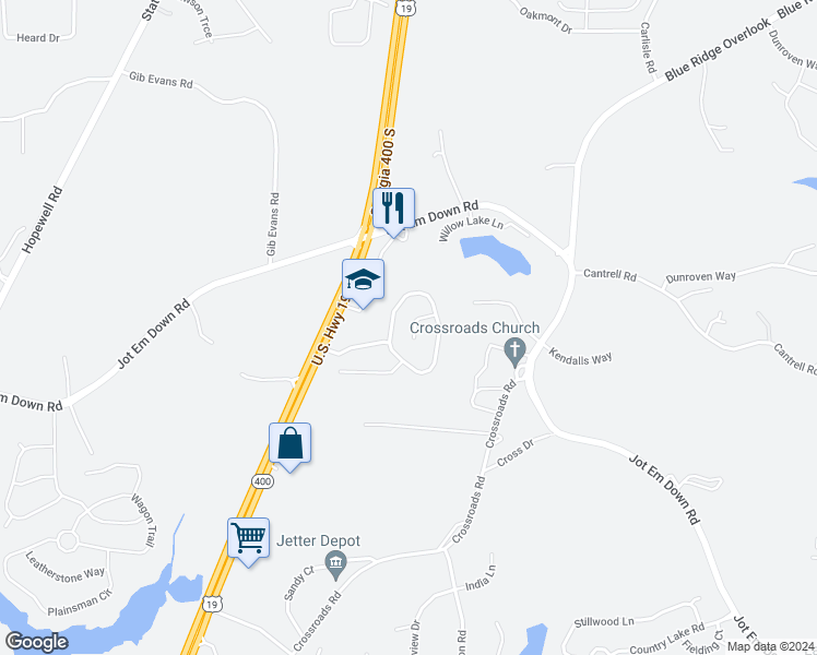 map of restaurants, bars, coffee shops, grocery stores, and more near 5810 Ridge Stone Way in Cumming