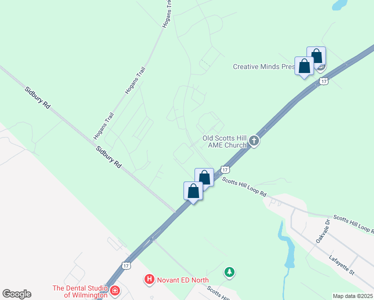 map of restaurants, bars, coffee shops, grocery stores, and more near 10169 Sidbury Road in Wilmington