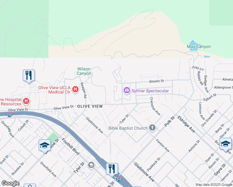 map of restaurants, bars, coffee shops, grocery stores, and more near 14058 Fenton Lane in Los Angeles