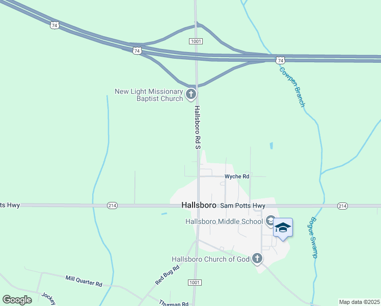 map of restaurants, bars, coffee shops, grocery stores, and more near 464 Hallsboro Road South in Hallsboro