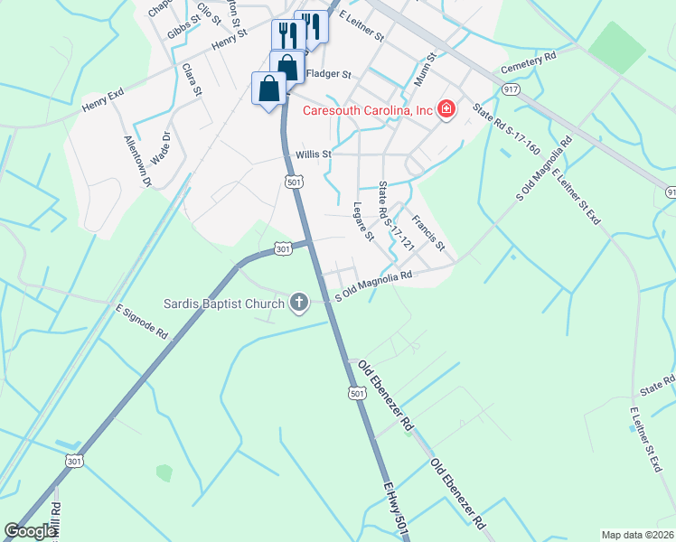 map of restaurants, bars, coffee shops, grocery stores, and more near 314 Blossom Court in Latta
