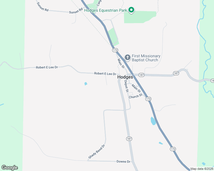 map of restaurants, bars, coffee shops, grocery stores, and more near 937-985 Alabama 187 in Hodges