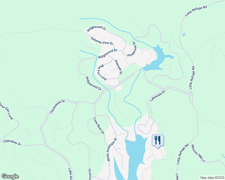map of restaurants, bars, coffee shops, grocery stores, and more near 100 Corner Oak Court in Waleska