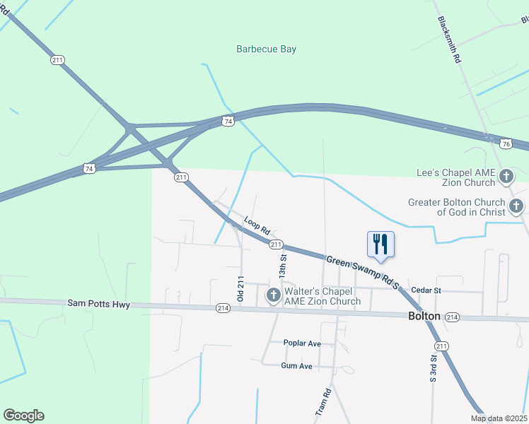 map of restaurants, bars, coffee shops, grocery stores, and more near 179 Loop Road in Bolton