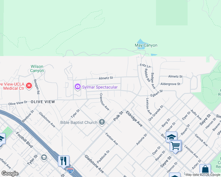 map of restaurants, bars, coffee shops, grocery stores, and more near 13759 Kinbrook Street in Los Angeles