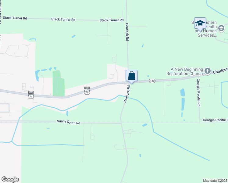 map of restaurants, bars, coffee shops, grocery stores, and more near 5691 Chadbourn Highway in Chadbourn
