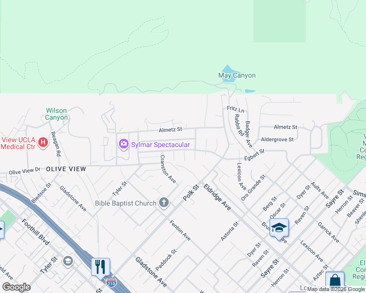 map of restaurants, bars, coffee shops, grocery stores, and more near 13759 Kinbrook Street in Los Angeles