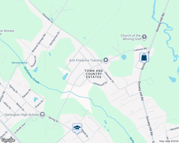 map of restaurants, bars, coffee shops, grocery stores, and more near 308 Lawson Road in Darlington