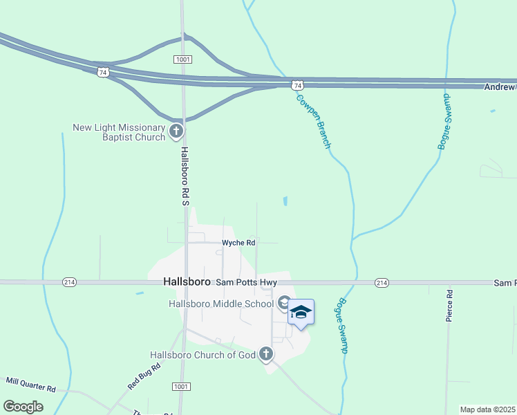map of restaurants, bars, coffee shops, grocery stores, and more near 152 Wyche Road in Hallsboro