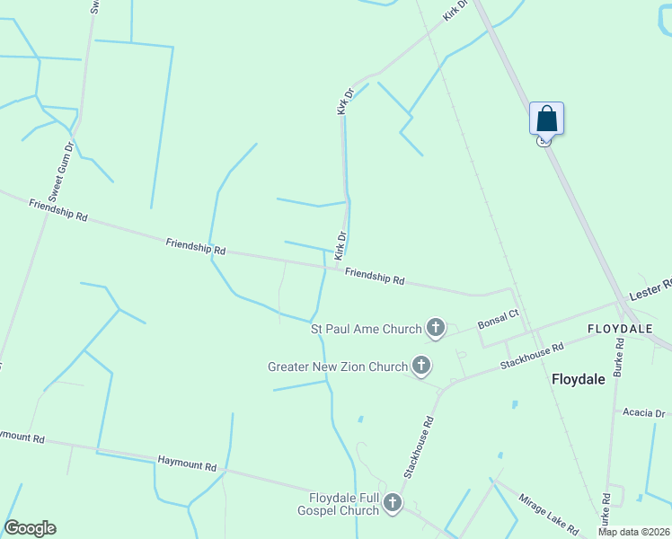 map of restaurants, bars, coffee shops, grocery stores, and more near 1600 Friendship Road in Dillon