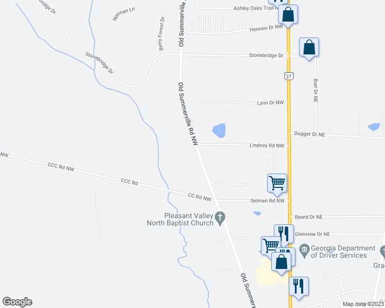 map of restaurants, bars, coffee shops, grocery stores, and more near 913 Old Summerville Road Northwest in Rome