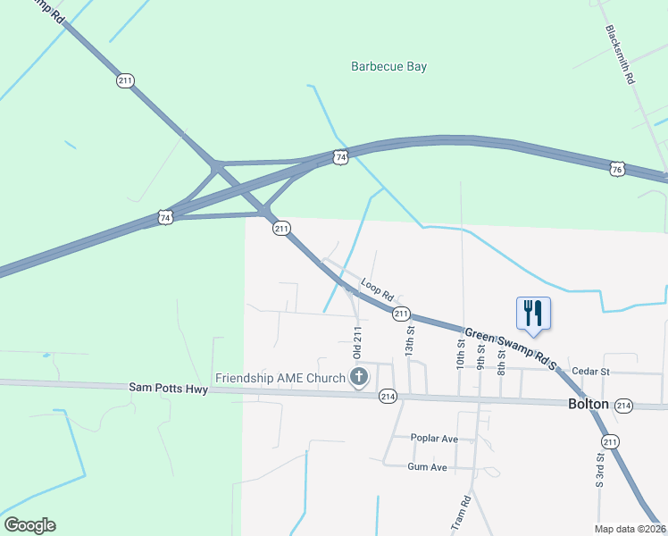 map of restaurants, bars, coffee shops, grocery stores, and more near 57 Loop Lane in Bolton