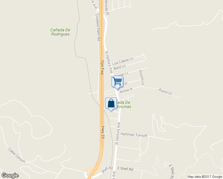 map of restaurants, bars, coffee shops, grocery stores, and more near 31 Kimberly Drive in Ventura