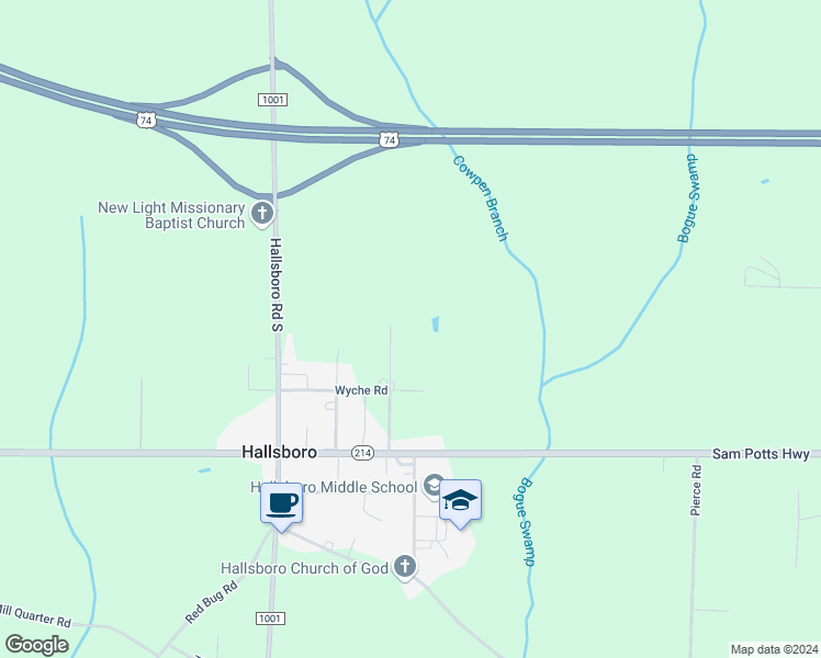 map of restaurants, bars, coffee shops, grocery stores, and more near 41 Wyche Road in Hallsboro