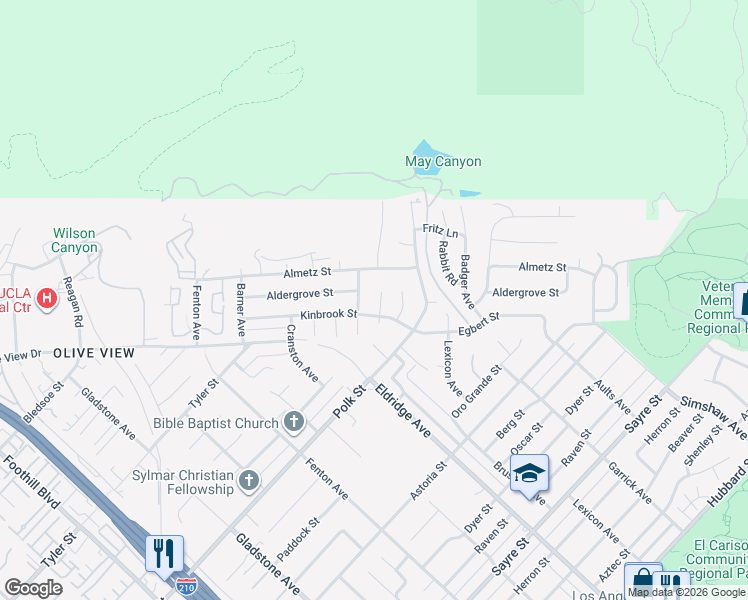 map of restaurants, bars, coffee shops, grocery stores, and more near 13947 Bermax Avenue in Los Angeles
