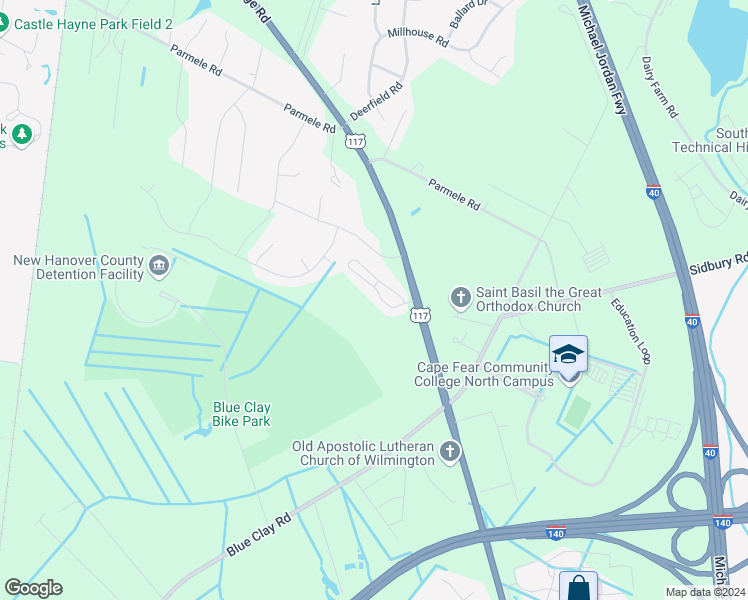 map of restaurants, bars, coffee shops, grocery stores, and more near 5108 Exton Park Loop in Castle Hayne