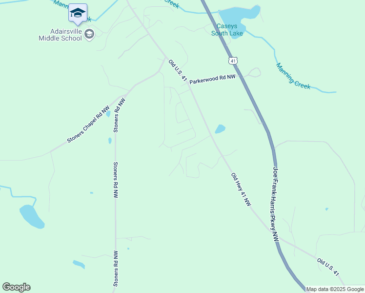 map of restaurants, bars, coffee shops, grocery stores, and more near 54 Roundabout Lane in Adairsville
