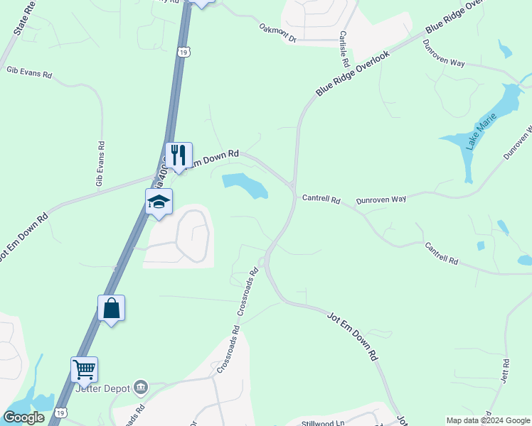map of restaurants, bars, coffee shops, grocery stores, and more near 5240 Ridge Farms Drive in Cumming
