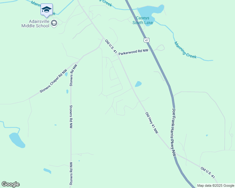map of restaurants, bars, coffee shops, grocery stores, and more near 50 Roundabout Lane in Adairsville