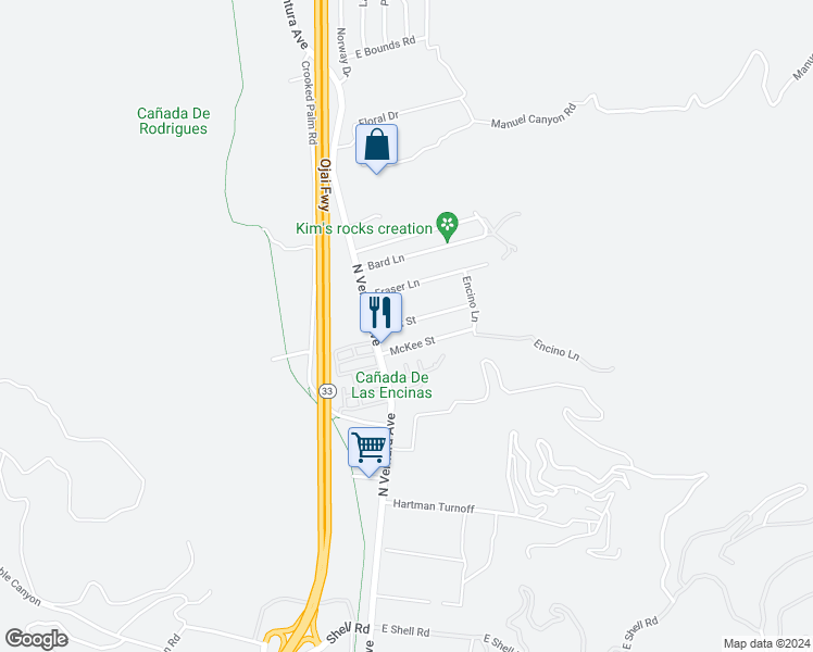 map of restaurants, bars, coffee shops, grocery stores, and more near 88 Holt Street in Ventura