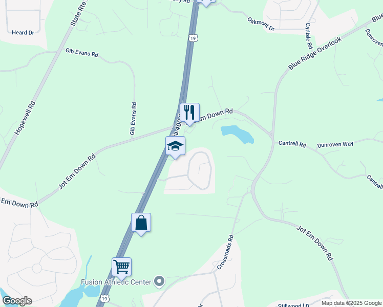 map of restaurants, bars, coffee shops, grocery stores, and more near 5465 Mountain Top Place in Cumming