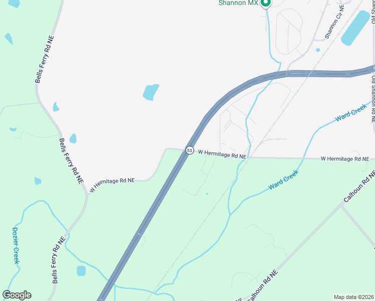 map of restaurants, bars, coffee shops, grocery stores, and more near New Calhoun Highway Northeast in Rome