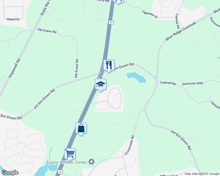 map of restaurants, bars, coffee shops, grocery stores, and more near 5465 Mountain Top Place in Cumming