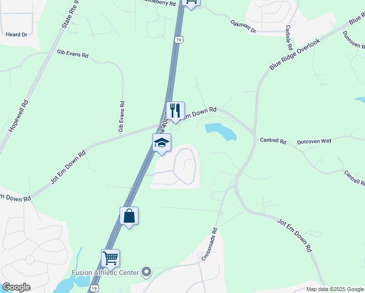 map of restaurants, bars, coffee shops, grocery stores, and more near 5505 Mountain Top Place in Cumming