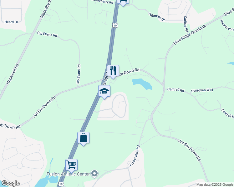 map of restaurants, bars, coffee shops, grocery stores, and more near 5505 Mountain Top Place in Cumming