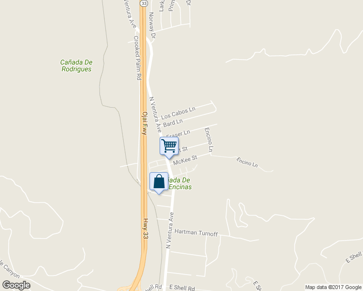 map of restaurants, bars, coffee shops, grocery stores, and more near 105 Holt Street in Ventura