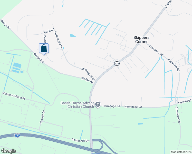 map of restaurants, bars, coffee shops, grocery stores, and more near 2-4 Mcdougald Drive in Castle Hayne