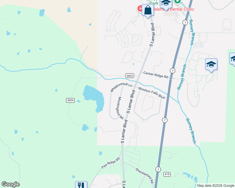map of restaurants, bars, coffee shops, grocery stores, and more near 3321 Whippoorwill Lane in Oxford