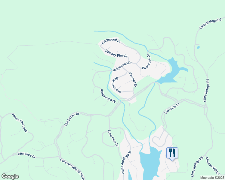 map of restaurants, bars, coffee shops, grocery stores, and more near 137 Blue Fox Loop in Waleska
