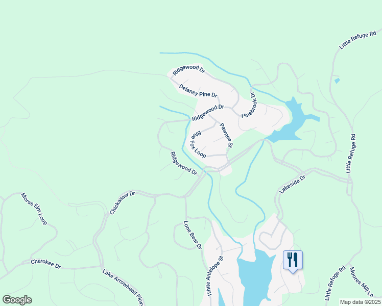 map of restaurants, bars, coffee shops, grocery stores, and more near 137 Blue Fox Loop in Waleska