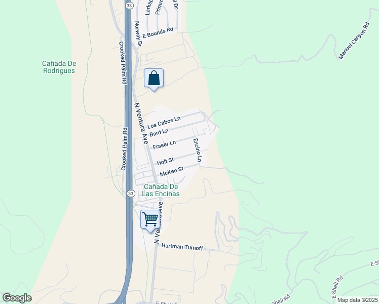 map of restaurants, bars, coffee shops, grocery stores, and more near 227 Holt Street in Ventura