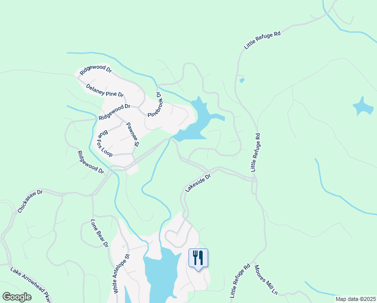 map of restaurants, bars, coffee shops, grocery stores, and more near 105 Pinebrook Drive in Waleska