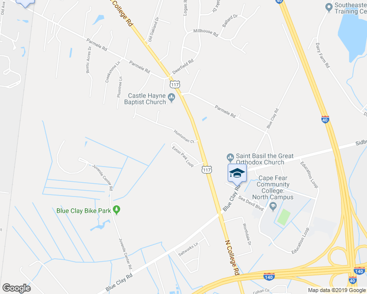 map of restaurants, bars, coffee shops, grocery stores, and more near 4912 Exton Park Loop in Castle Hayne