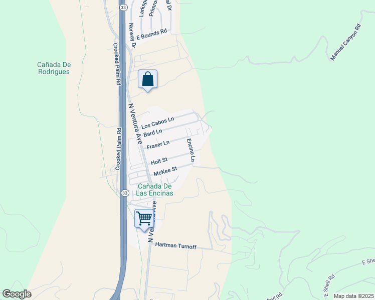 map of restaurants, bars, coffee shops, grocery stores, and more near 271 Holt Street in Ventura