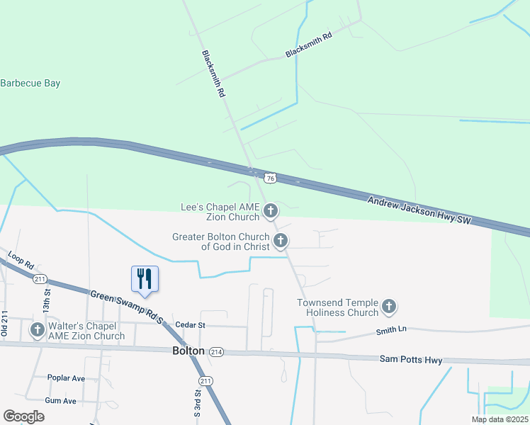 map of restaurants, bars, coffee shops, grocery stores, and more near 16 Harvey Bowen Lane in Bolton