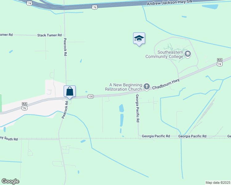 map of restaurants, bars, coffee shops, grocery stores, and more near 5170 Chadbourn Highway in Chadbourn
