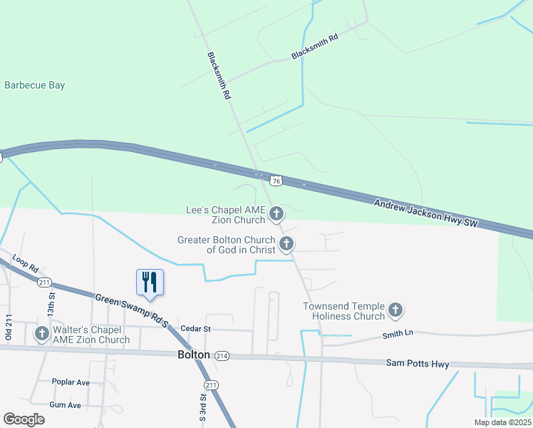map of restaurants, bars, coffee shops, grocery stores, and more near 16 Harvey Bowen Lane in Bolton