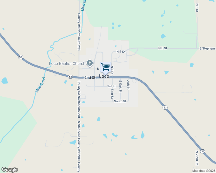 map of restaurants, bars, coffee shops, grocery stores, and more near 1st Street in Loco