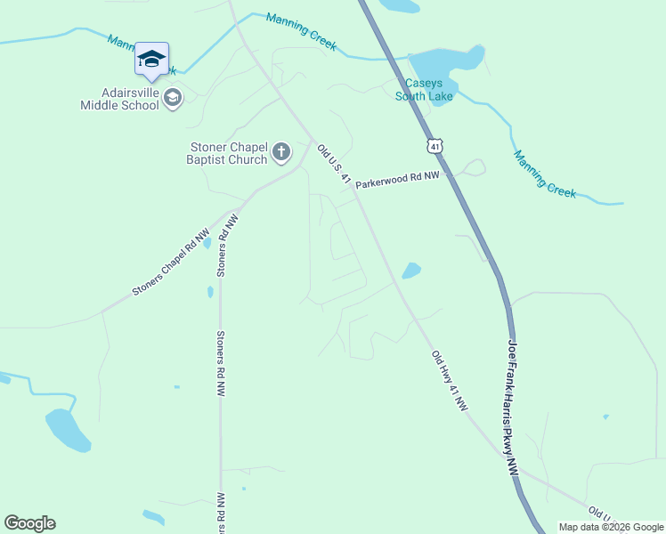 map of restaurants, bars, coffee shops, grocery stores, and more near 33 Winding Flower Walk in Adairsville