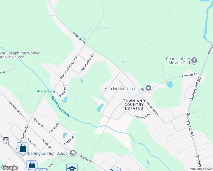 map of restaurants, bars, coffee shops, grocery stores, and more near 308 White Magnolia Avenue in Darlington