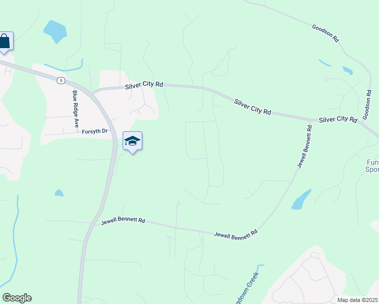 map of restaurants, bars, coffee shops, grocery stores, and more near 7275 Carruthers Way in Dawsonville