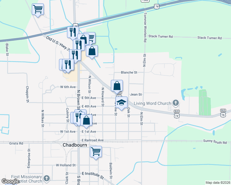 map of restaurants, bars, coffee shops, grocery stores, and more near in 