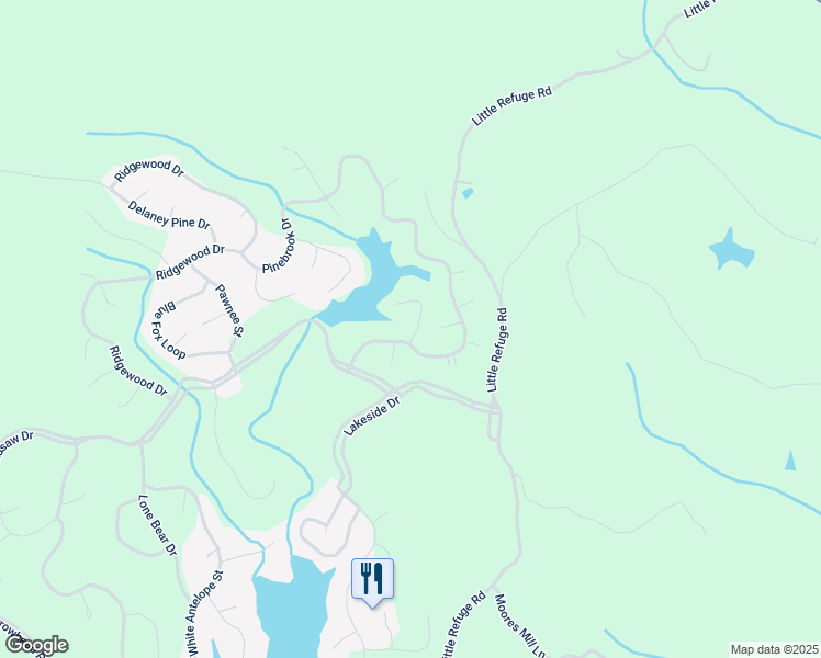 map of restaurants, bars, coffee shops, grocery stores, and more near 105 Modoc Court in Waleska
