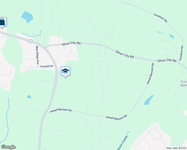 map of restaurants, bars, coffee shops, grocery stores, and more near 7235 Carruthers Way in Dawsonville