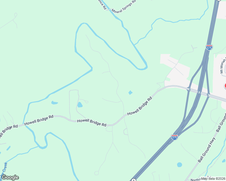 map of restaurants, bars, coffee shops, grocery stores, and more near 110 Sharp Mountain Creek in Ball Ground