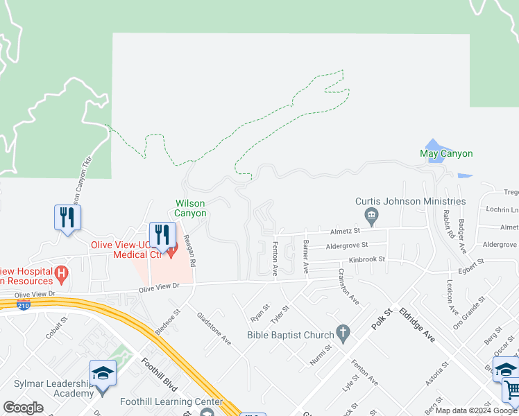 map of restaurants, bars, coffee shops, grocery stores, and more near 14059 Carlton Lane in Los Angeles
